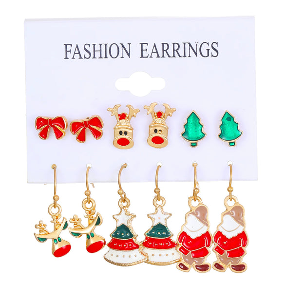 Alloy Christmas Earrings With Geometric Pattern And Electroplating Treatment For Women