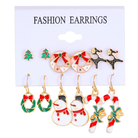 Alloy Christmas Earrings With Geometric Pattern And Electroplating Treatment For Women