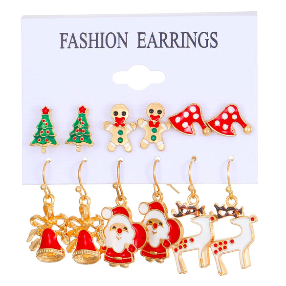 Alloy Christmas Earrings With Geometric Pattern And Electroplating Treatment For Women