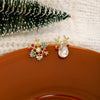 Alloy Christmas Fantasy Earrings With Snowflake Elk Pattern Electroplated For Women