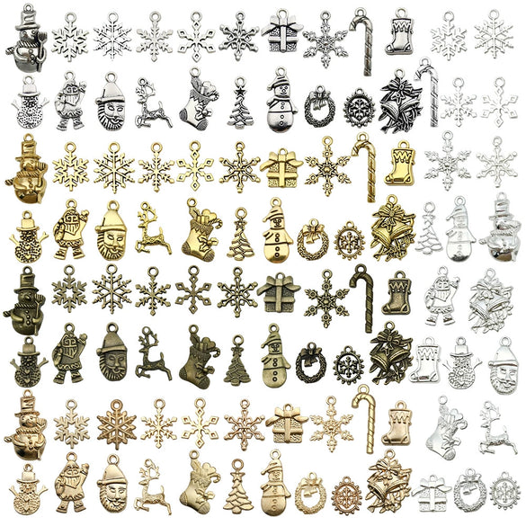 Alloy Christmas Series Pendant Accessories With Snowman Christmas Tree Deer Snowflake Natural Style Electroplating Treatment