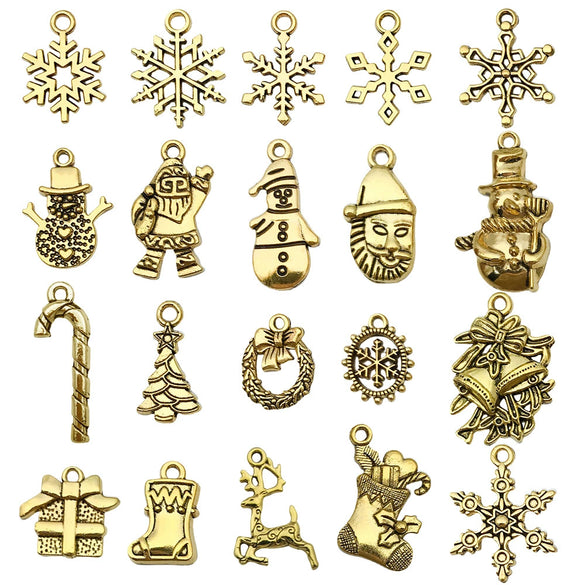 Alloy Christmas Series Pendant Accessories With Snowman Christmas Tree Deer Snowflake Natural Style Electroplating Treatment