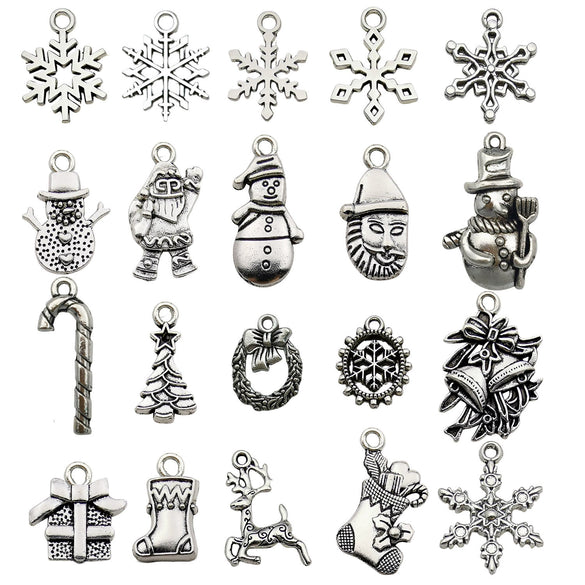 Alloy Christmas Series Pendant Accessories With Snowman Christmas Tree Deer Snowflake Natural Style Electroplating Treatment