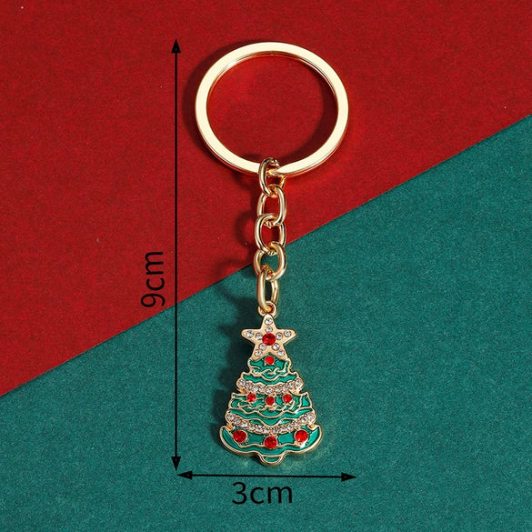 Alloy Christmas Tree Keychain Pendant With Key Ring Simple Holiday Ornament Accessory For Decorative Use