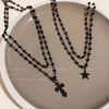 Alloy Clavicle Chain Star Pattern Doublelayer Stacked Necklace For Women Spray Painted