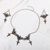 Alloy Clavicle Chain With Black Spider Web Pattern Retro Gothic Style Pendant Electroplated For Women