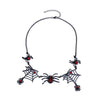 Alloy Clavicle Chain With Black Spider Web Pattern Retro Gothic Style Pendant Electroplated For Women