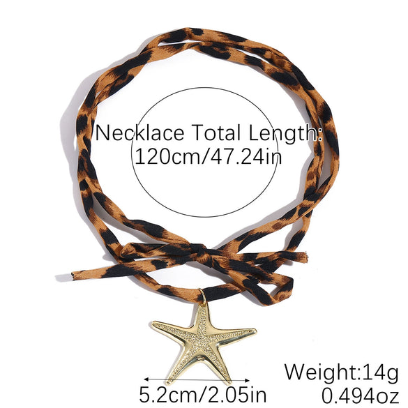Alloy Clavicle Chain With Heart Shape Pendant Electroplated Leopard Print For Women