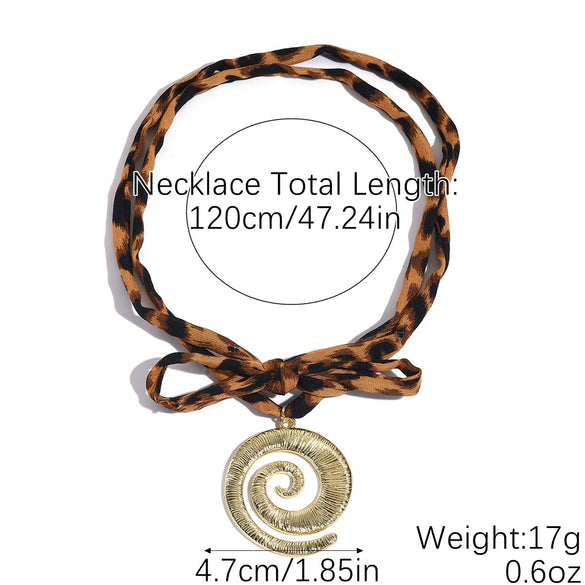 Alloy Clavicle Chain With Heart Shape Pendant Electroplated Leopard Print For Women