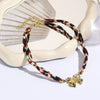Alloy Clavicle Chain With Heart Shape Pendant Electroplated Leopard Print For Women