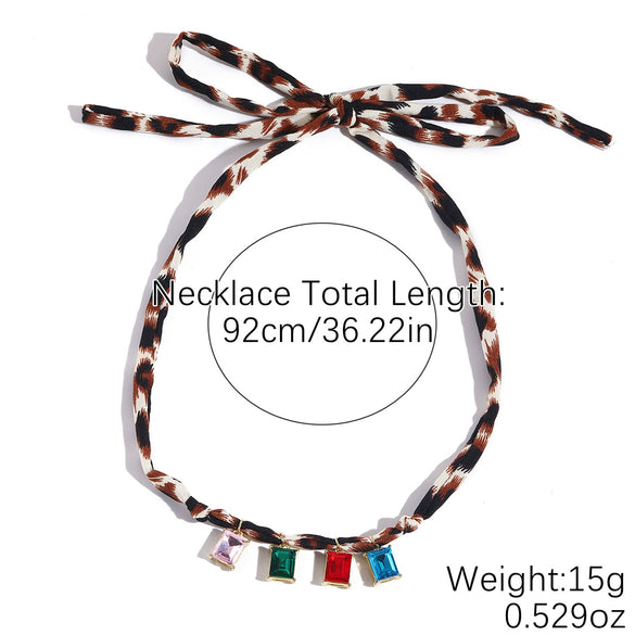 Alloy Clavicle Chain With Heart Shape Pendant Electroplated Leopard Print For Women