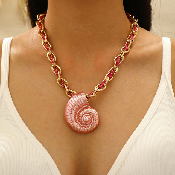 Alloy Conch Animal Zodiac Retro Exaggerated Female Pendant Necklace