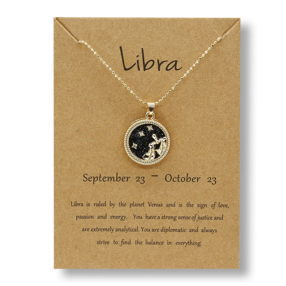 Alloy Constellation Pendant O Chain Necklace With Electroplated Finish Unisex Fashion Jewelry For Couples And Best Friends
