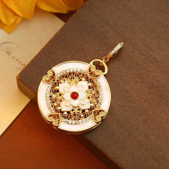 Alloy Copper Geometric Detachable Universal Buckle Eight Treasure Compass Pendant Necklace Electroplated Handmade Women's O Word Chain Sweater Chain