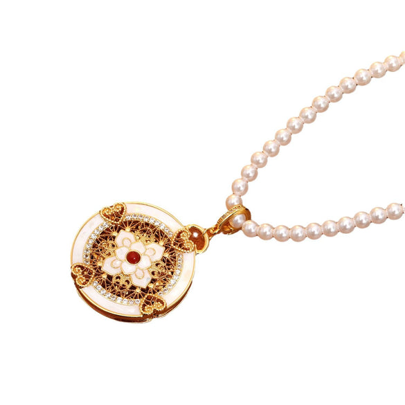 Alloy Copper Geometric Detachable Universal Buckle Eight Treasure Compass Pendant Necklace Electroplated Handmade Women's O Word Chain Sweater Chain