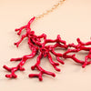 Alloy Coral Shape Necklace Women's Fashion Bohemian Style With Baking Paint And Geometric Design