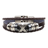 Alloy Cowhide And Pu Leather Woven Bracelet With Geometric Pattern Retro Style Electroplated Accessories