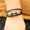 Alloy Cowhide And Pu Leather Woven Bracelet With Geometric Pattern Retro Style Electroplated Accessories