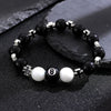Alloy Cross Beaded Bracelet With Letters Numbers Text Electroplating