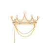 Alloy Crown Shaped Electroplated Brooch For Women Tassel Corsage Coat Suit Accessories