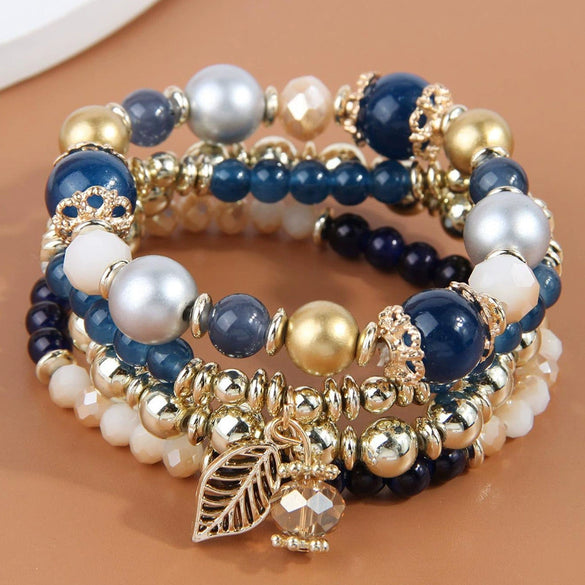 Alloy Crystal Beads Women's Bracelet With Branches And Leaves Design