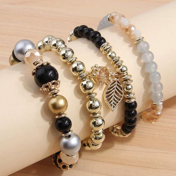 Alloy Crystal Beads Women's Bracelet With Branches And Leaves Design