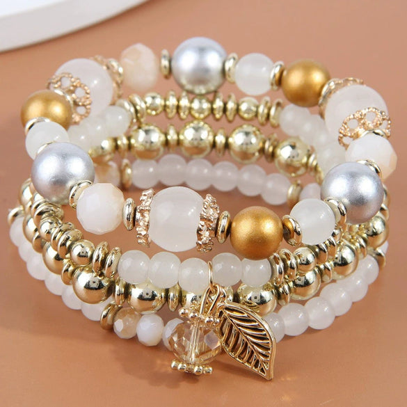 Alloy Crystal Beads Women's Bracelet With Branches And Leaves Design