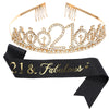 Alloy Crystal Birthday Crown Shoulder Belt Set Of 2 With Geometric Style And Electroplating Treatment