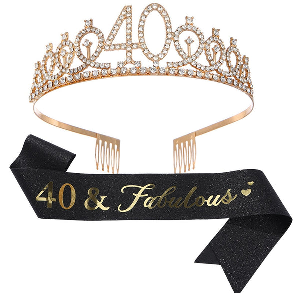 Alloy Crystal Birthday Crown Shoulder Belt Set Of 2 With Geometric Style And Electroplating Treatment