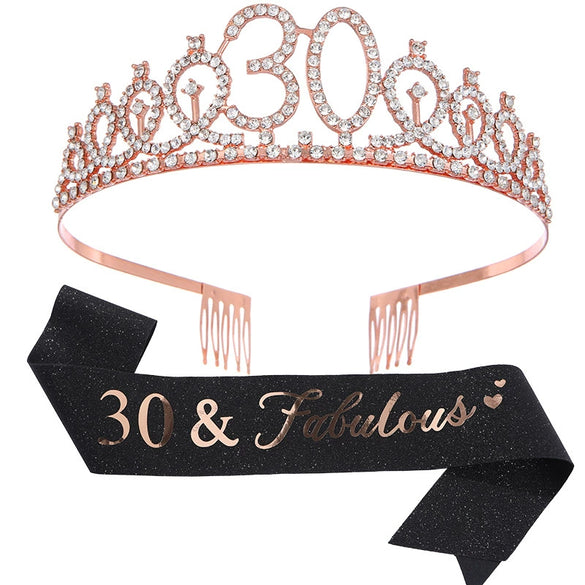 Alloy Crystal Birthday Crown Shoulder Belt Set Of 2 With Geometric Style And Electroplating Treatment