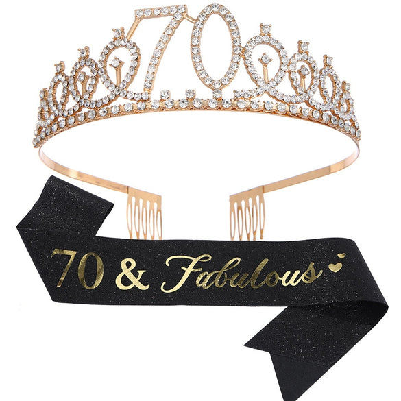 Alloy Crystal Birthday Crown Shoulder Belt Set Of 2 With Geometric Style And Electroplating Treatment
