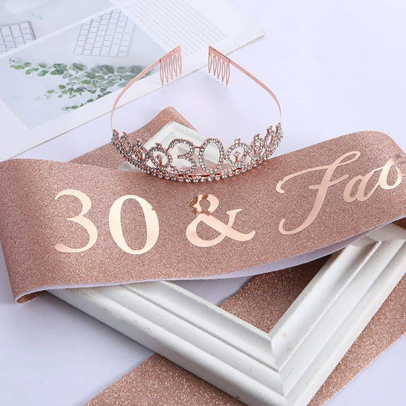 Alloy Crystal Birthday Crown Shoulder Belt Set Of 2 With Geometric Style And Electroplating Treatment