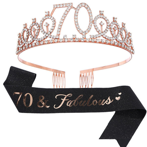 Alloy Crystal Birthday Crown Shoulder Belt Set Of 2 With Geometric Style And Electroplating Treatment