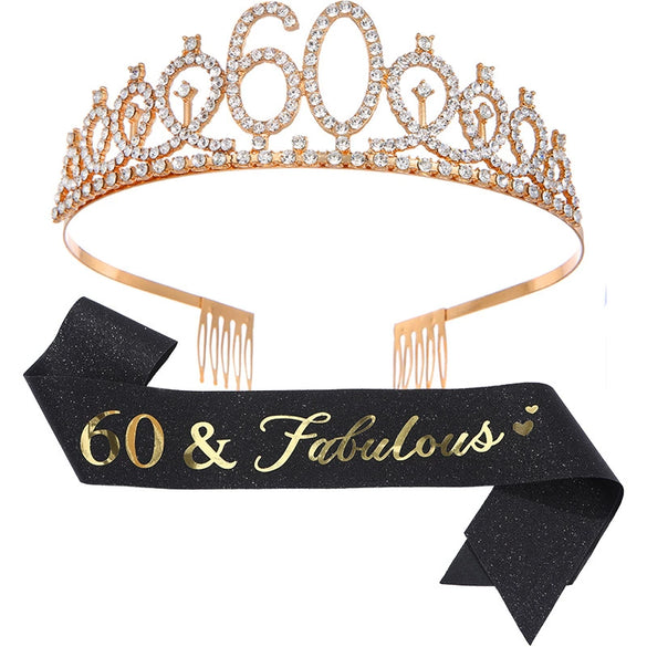 Alloy Crystal Birthday Crown Shoulder Belt Set Of 2 With Geometric Style And Electroplating Treatment