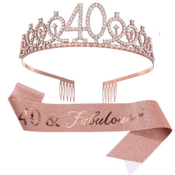 Alloy Crystal Birthday Crown Shoulder Belt Set Of 2 With Geometric Style And Electroplating Treatment