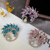 Alloy Crystal Brooch With Leaf Pattern And Electroplating Retro Feminine And Unisex Suit Accessory
