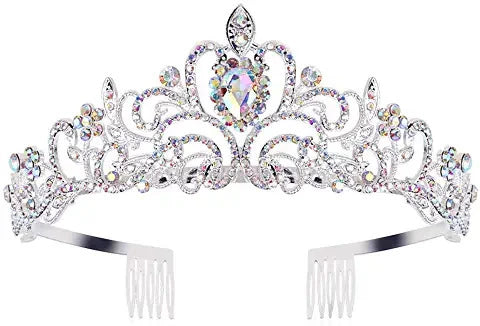 Alloy Crystal Crown Headband Light Luxury Style With Printed Pattern And Electroplating Treatment For Women