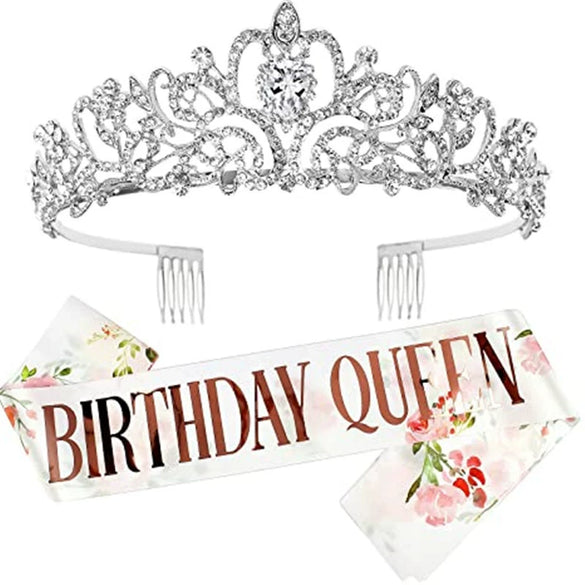 Alloy Crystal Crown Headband Light Luxury Style With Printed Pattern And Electroplating Treatment For Women
