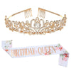 Alloy Crystal Crown Headband Light Luxury Style With Printed Pattern And Electroplating Treatment For Women