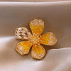 Alloy Crystal Flower Women's Brooch Electroplating Design Autumn And Winter Coat Accessory