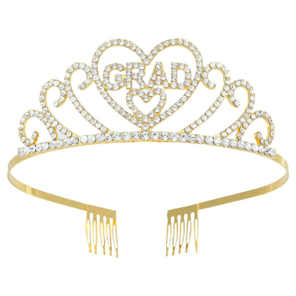 Alloy Crystal Graduation Crown Headband Unisex Simple Style Electroplated Hair Accessories