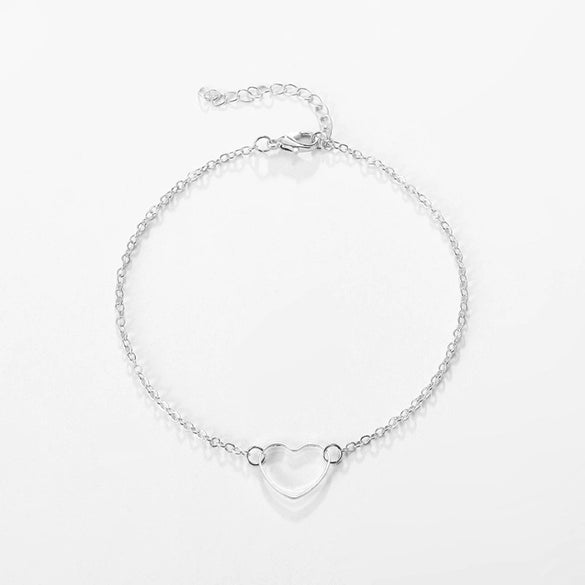 Alloy Crystal Love Anklet Heart Shaped Jewelry With Chrysanthemum Pattern