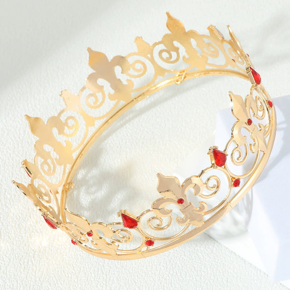 Alloy Crystal Queen Crown Headwear Electroplated For Women