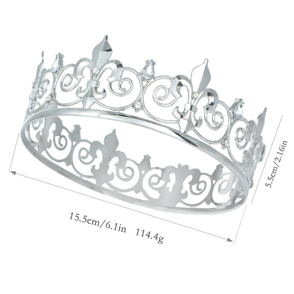 Alloy Crystal Queen Crown Headwear Electroplated For Women