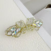 Alloy Crystal Spring Hairpin For Women With Bow Design And Electroplating Processing
