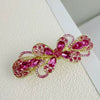 Alloy Crystal Spring Hairpin For Women With Bow Design And Electroplating Processing