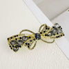 Alloy Crystal Spring Hairpin For Women With Bow Design And Electroplating Processing