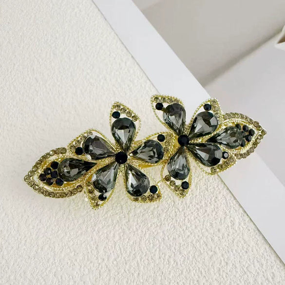 Alloy Crystal Spring Hairpin For Women With Bow Design And Electroplating Processing