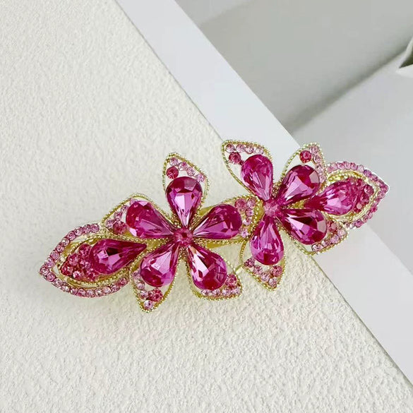 Alloy Crystal Spring Hairpin For Women With Bow Design And Electroplating Processing