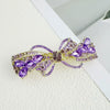 Alloy Crystal Spring Hairpin For Women With Bow Design And Electroplating Processing